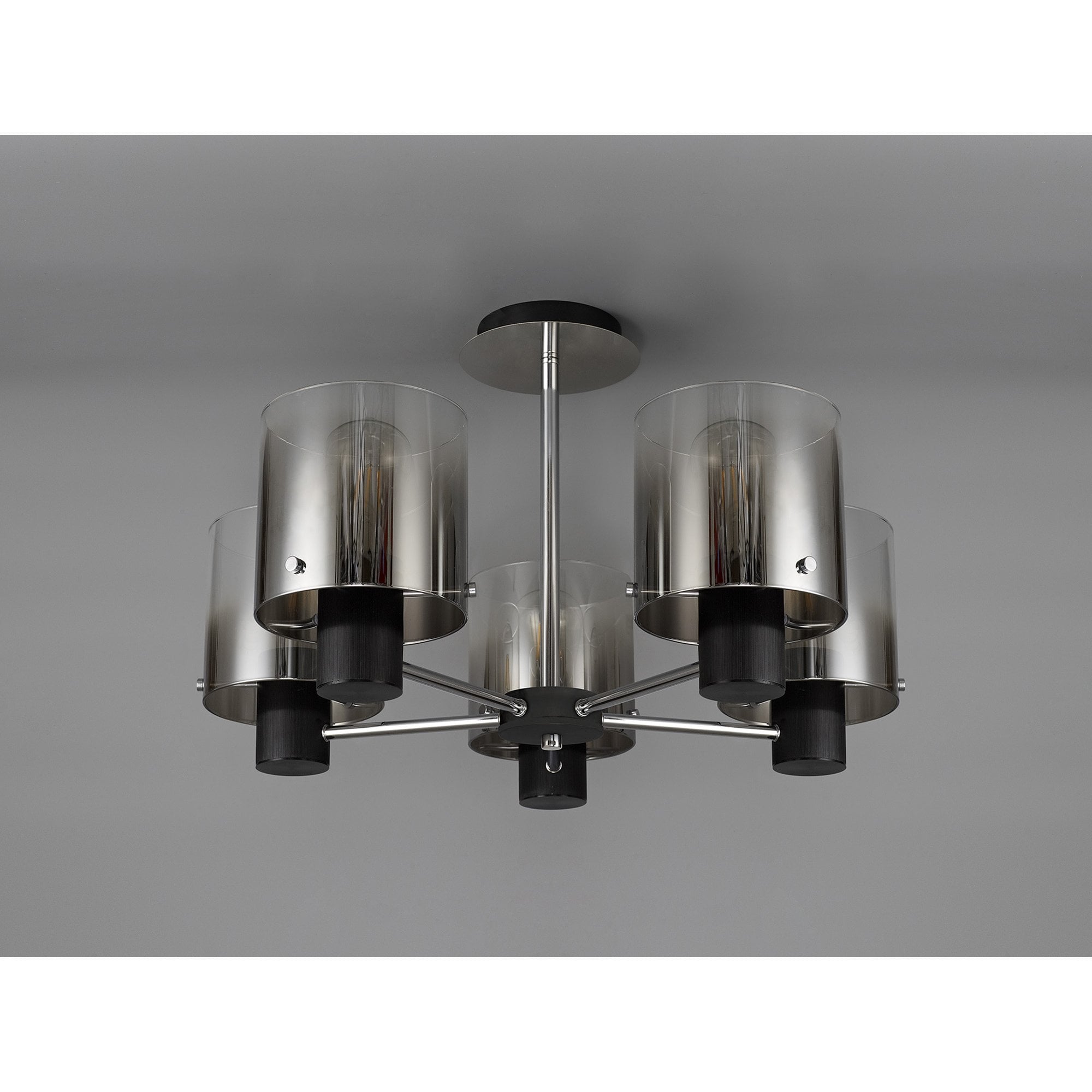NL84029 Tokyo Semi Ceiling 5 Light Black/Smoke Fade Glass