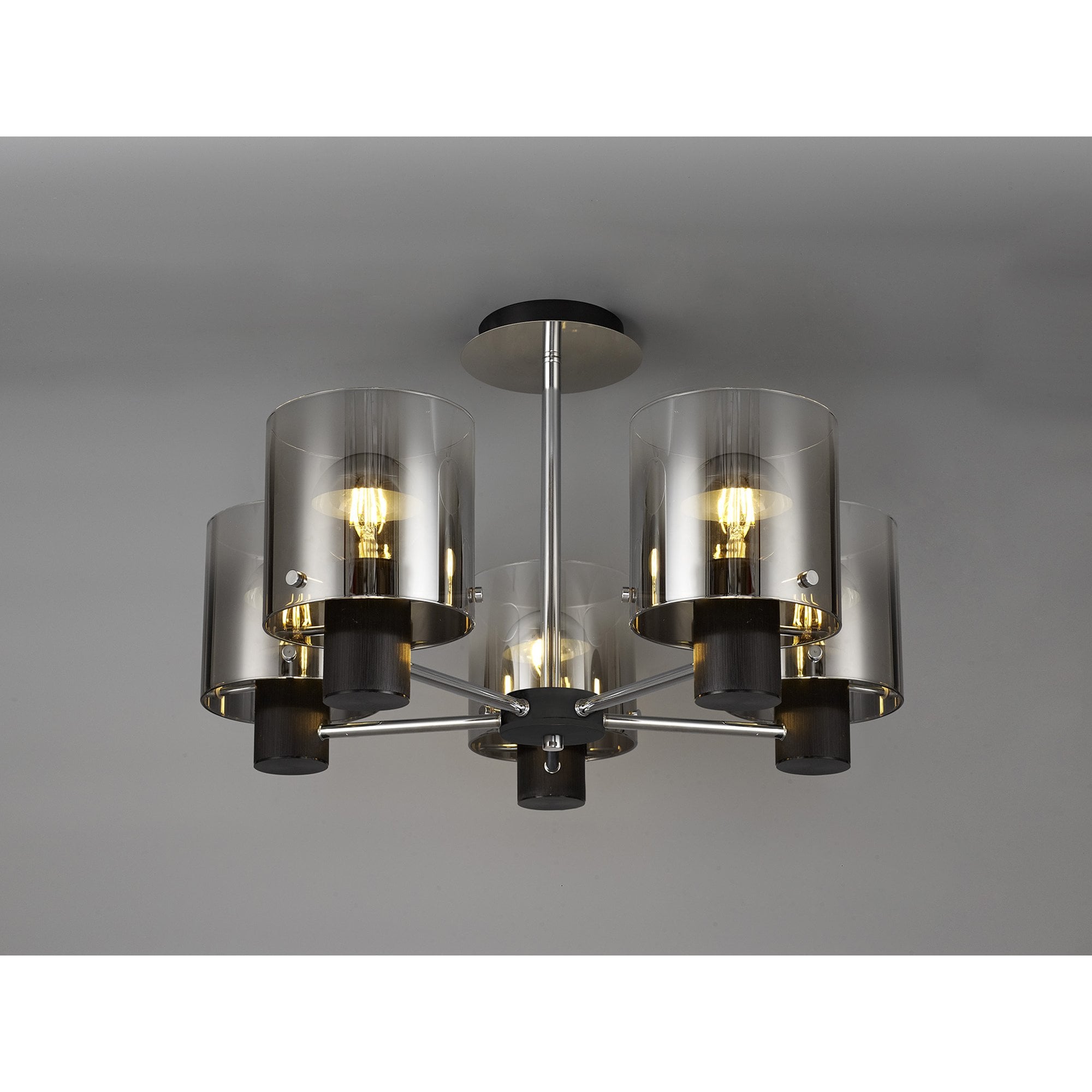 NL84029 Tokyo Semi Ceiling 5 Light Black/Smoke Fade Glass