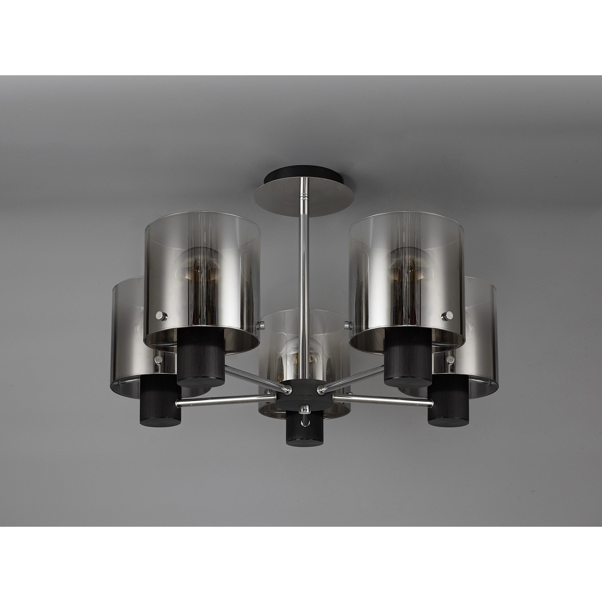 NL84029 Tokyo Semi Ceiling 5 Light Black/Smoke Fade Glass