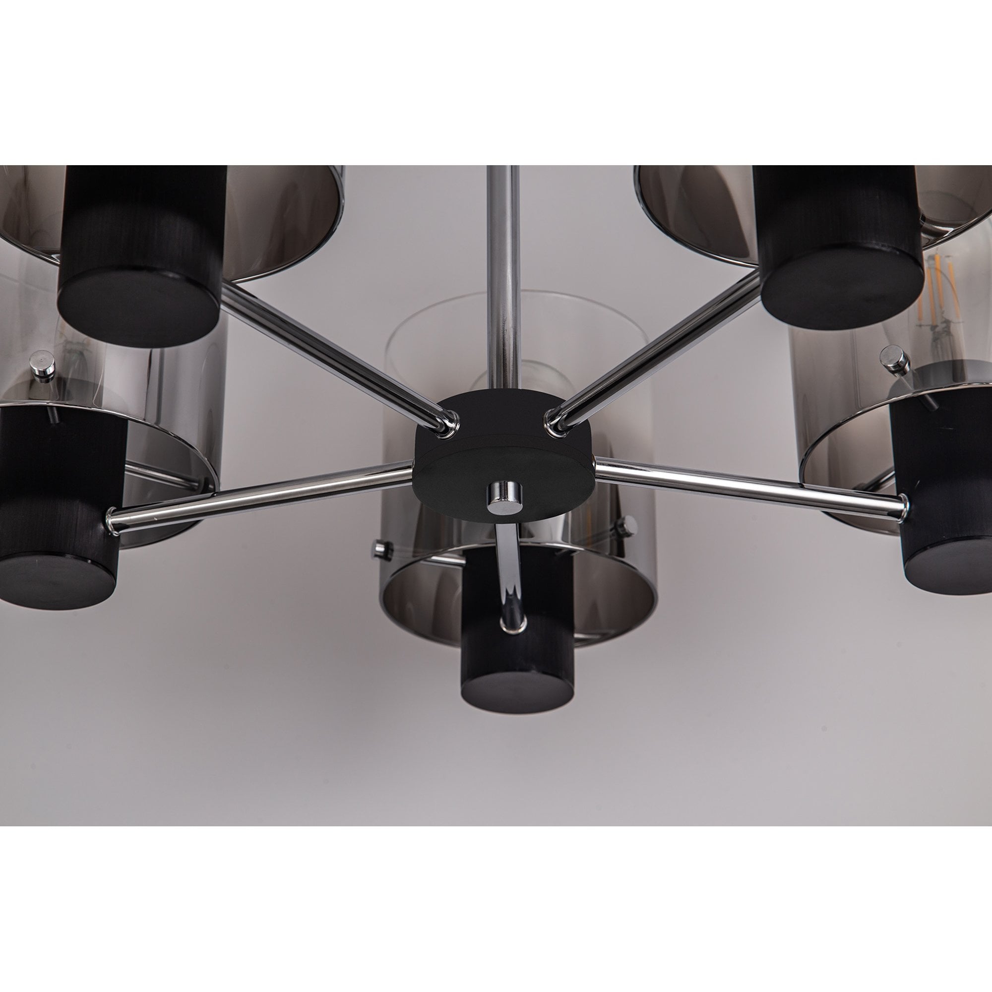 NL84029 Tokyo Semi Ceiling 5 Light Black/Smoke Fade Glass