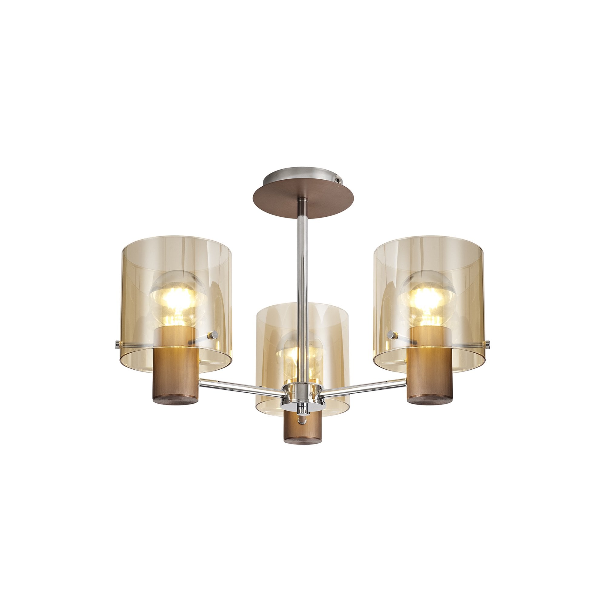 NL84039 Tokyo Semi Ceiling 3 Light Mocha/Amber Glass
