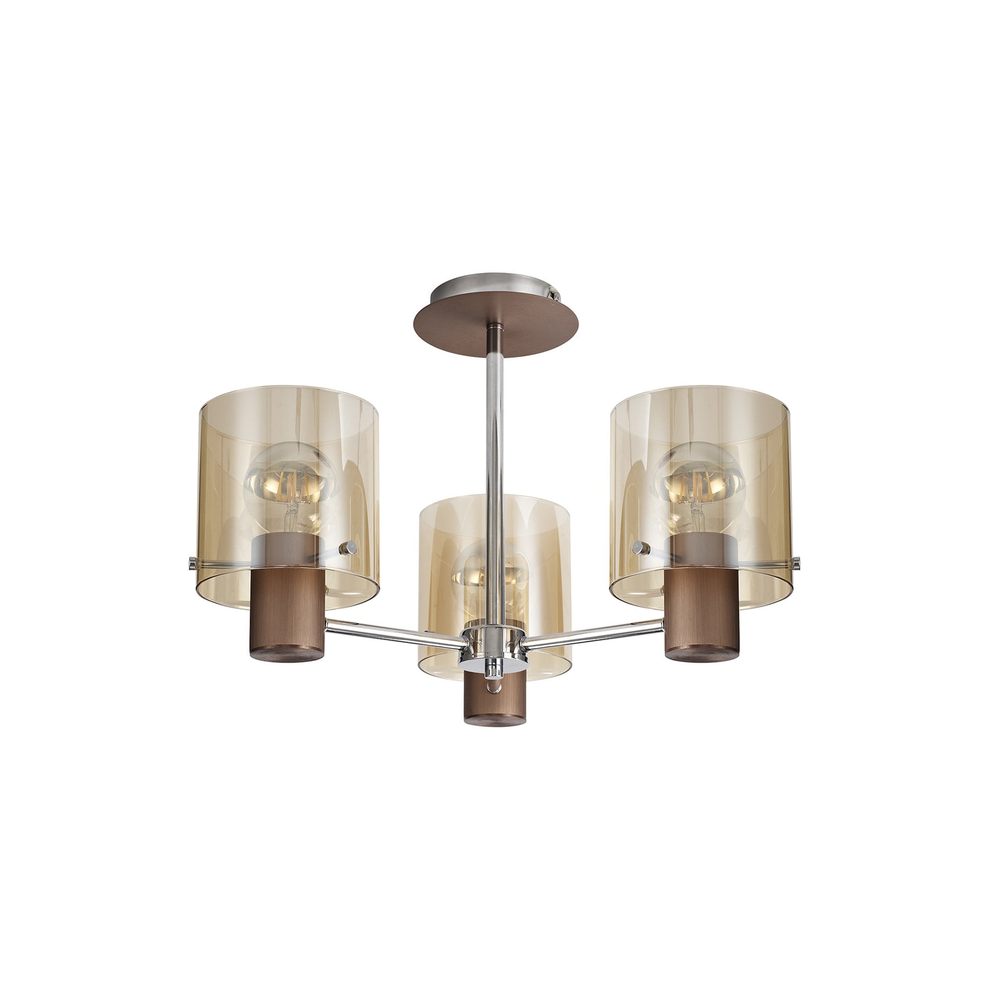 NL84039 Tokyo Semi Ceiling 3 Light Mocha/Amber Glass