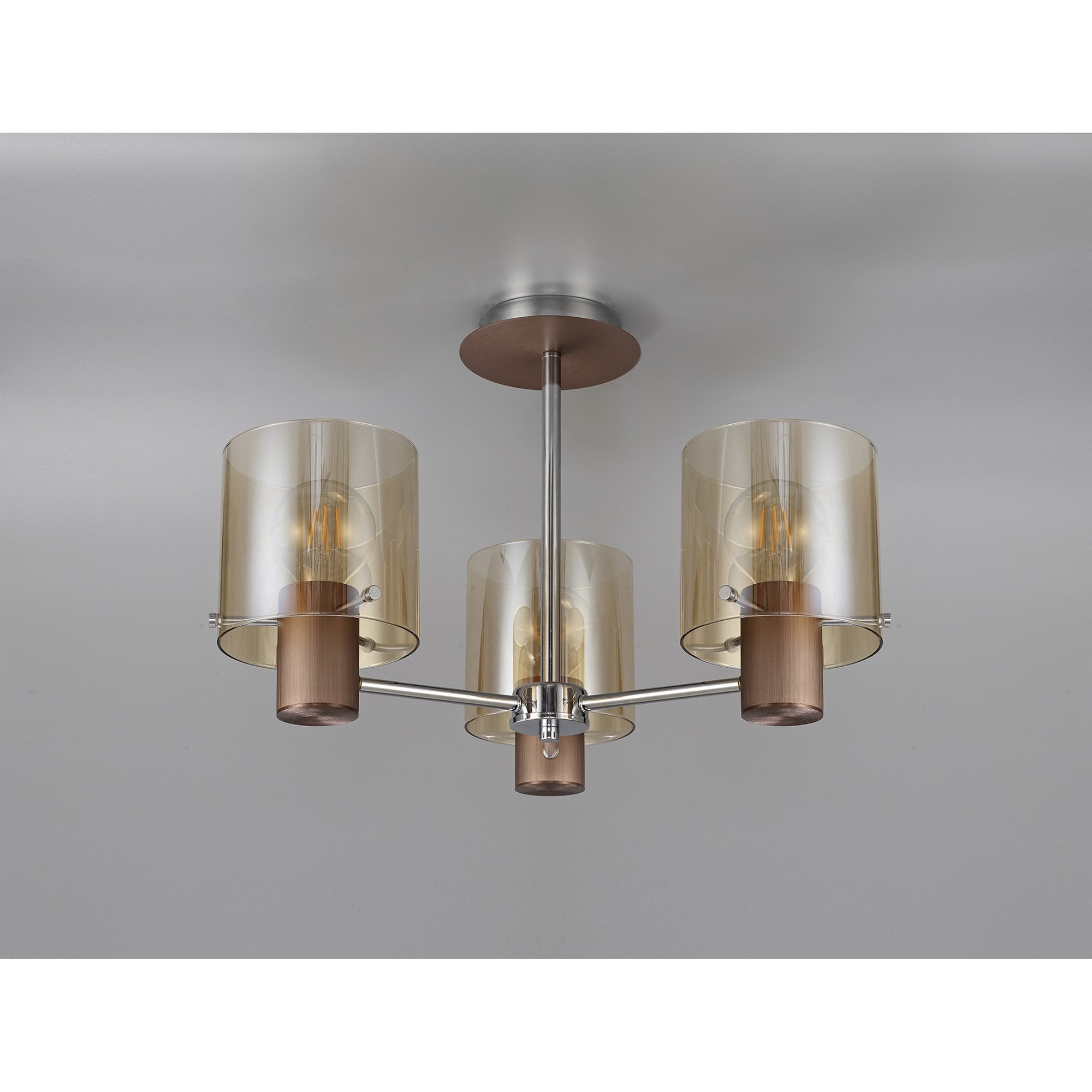 NL84039 Tokyo Semi Ceiling 3 Light Mocha/Amber Glass