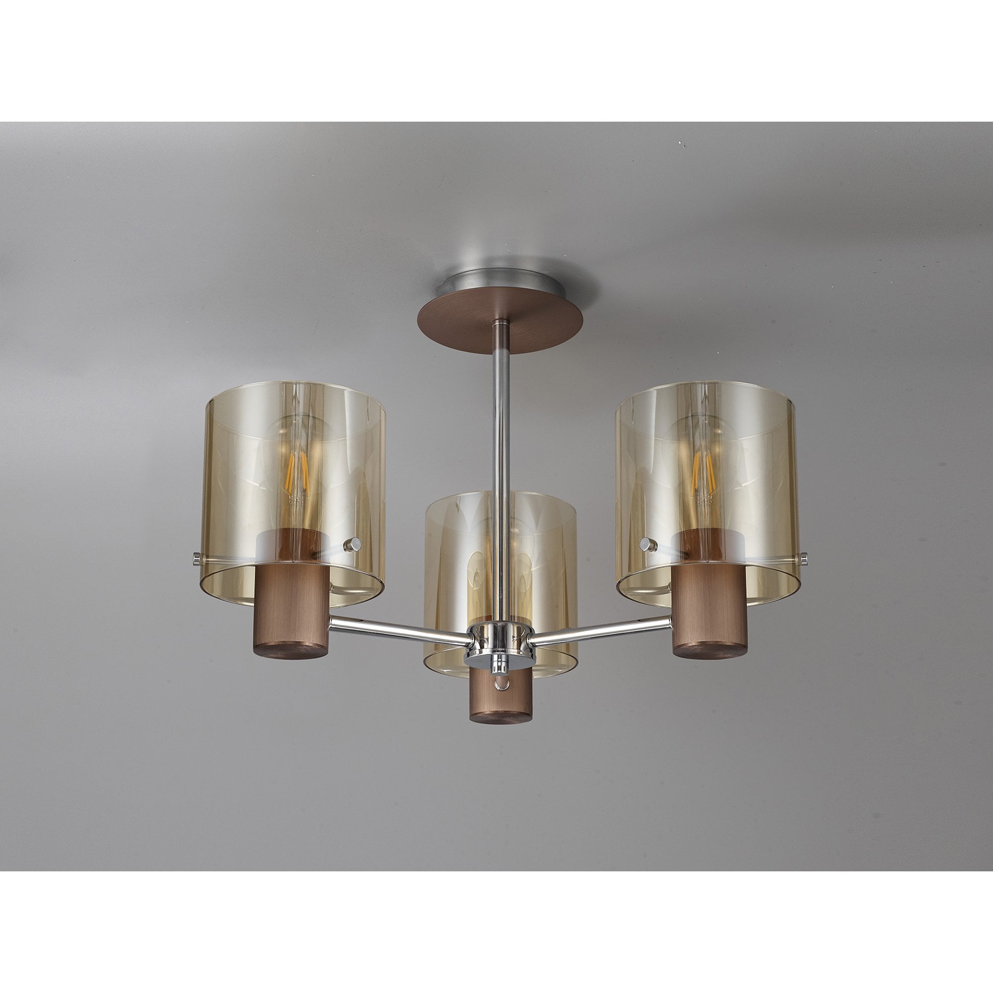 NL84039 Tokyo Semi Ceiling 3 Light Mocha/Amber Glass