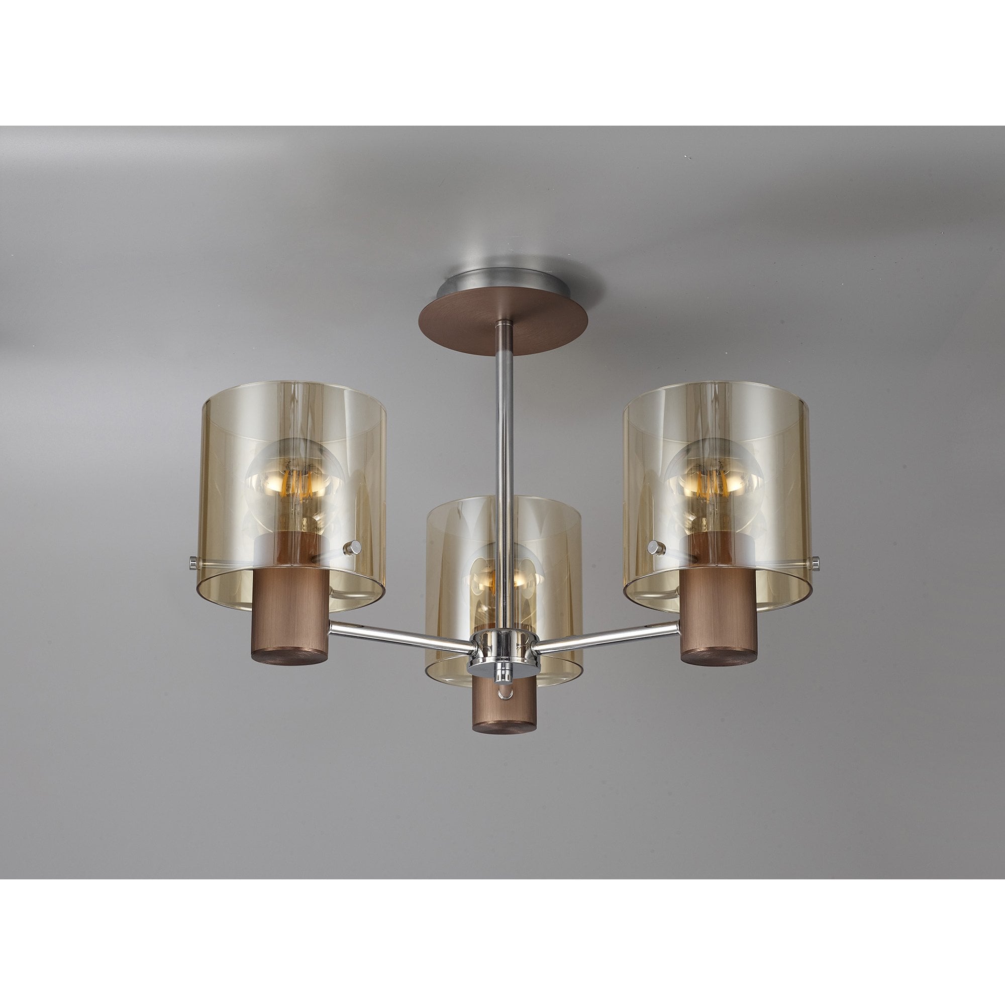 NL84039 Tokyo Semi Ceiling 3 Light Mocha/Amber Glass
