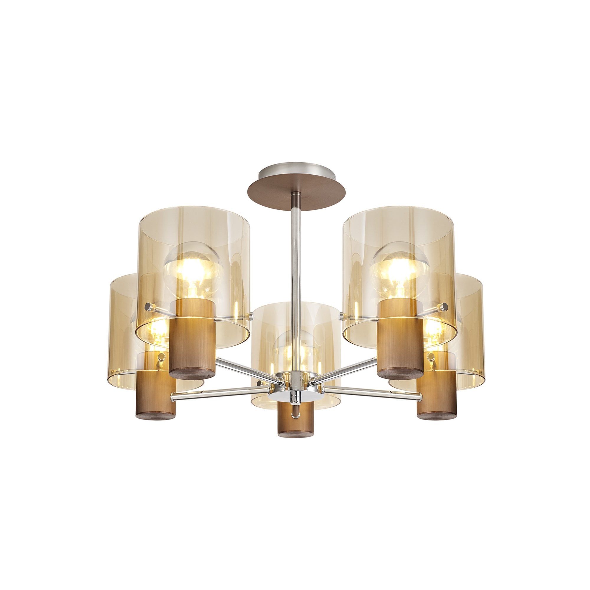 NL84049 Tokyo Semi Ceiling 5 Light Mocha/Amber Glass