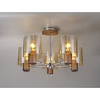 NL84049 Tokyo Semi Ceiling 5 Light Mocha/Amber Glass
