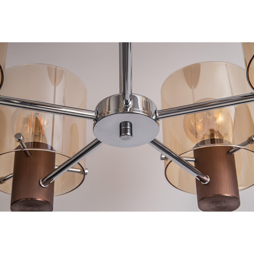 NL84049 Tokyo Semi Ceiling 5 Light Mocha/Amber Glass