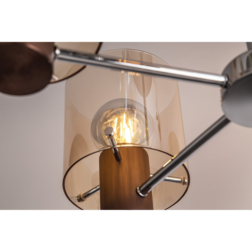 NL84049 Tokyo Semi Ceiling 5 Light Mocha/Amber Glass