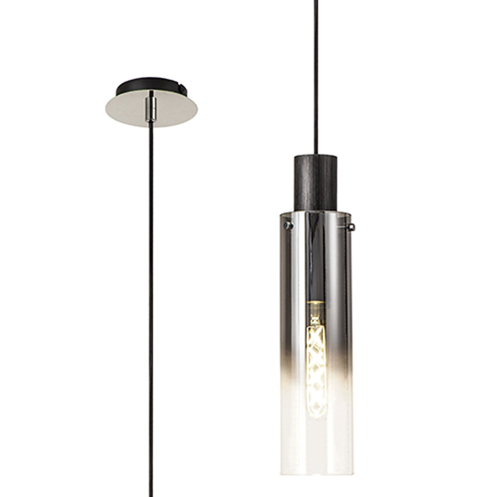 NL84889 Tokyo Slim Single Pendant Adjustable Black/Smoke Fade Glass