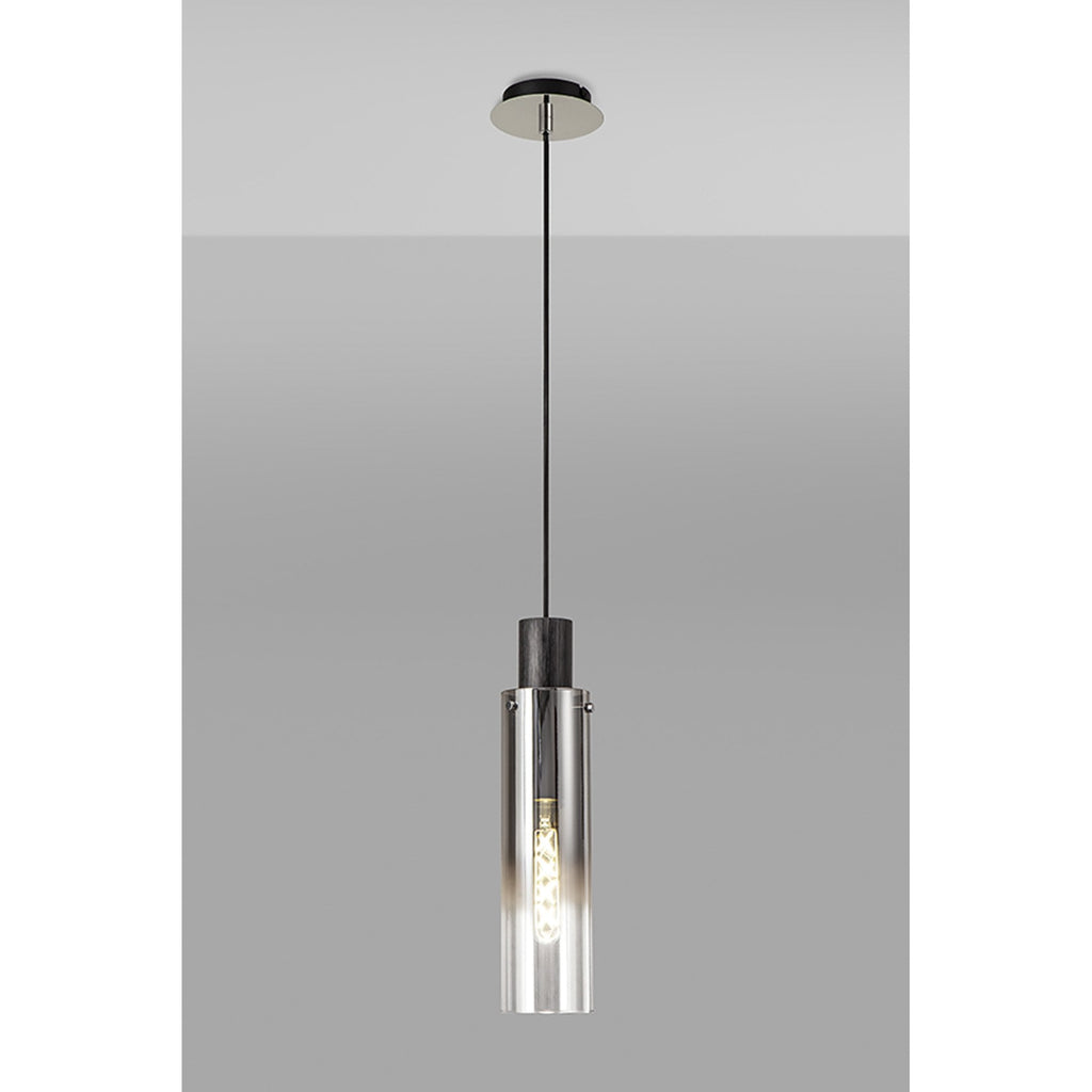 NL84889 Tokyo Slim Single Pendant Adjustable Black/Smoke Fade Glass