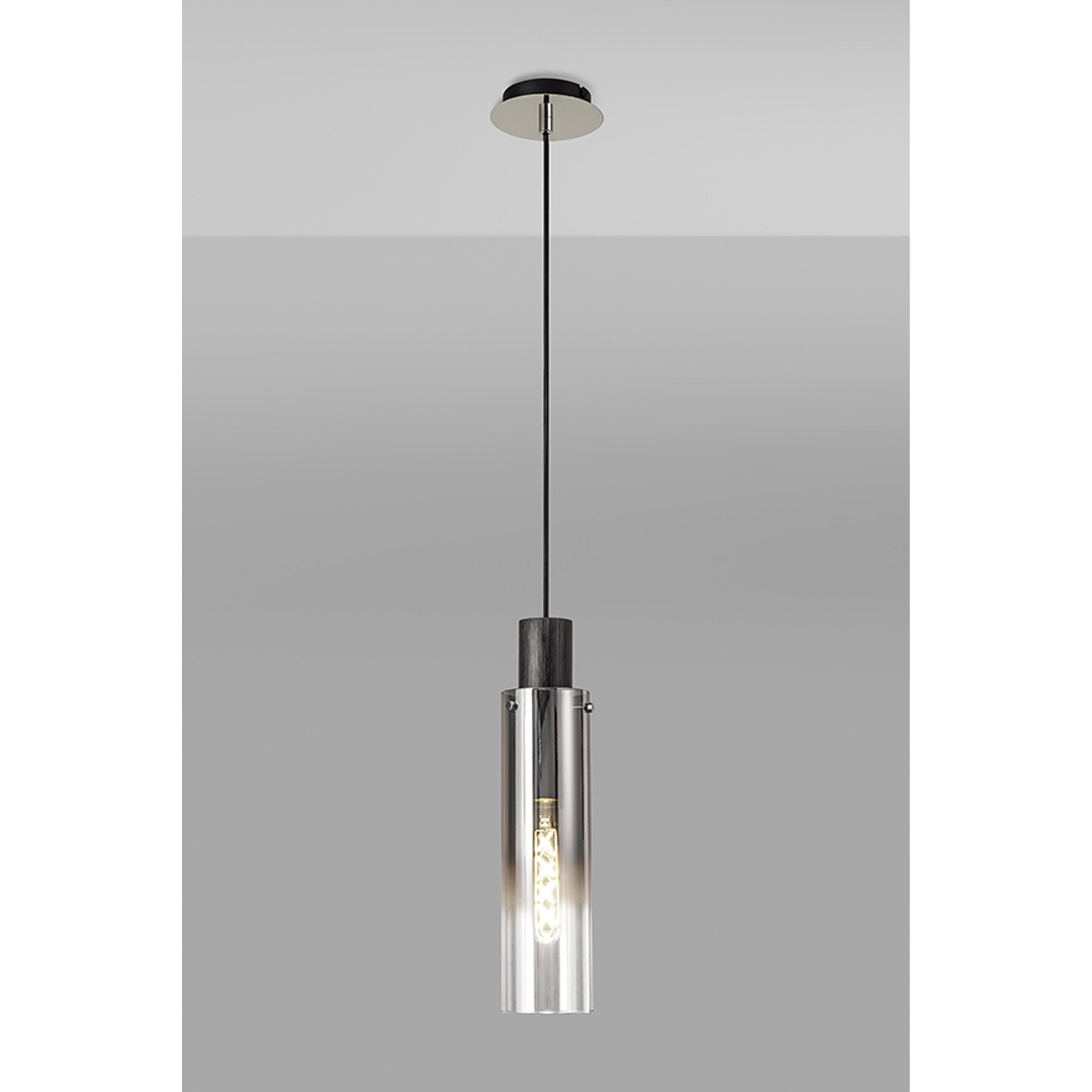 NL84889 Tokyo Slim Single Pendant Adjustable Black/Smoke Fade Glass