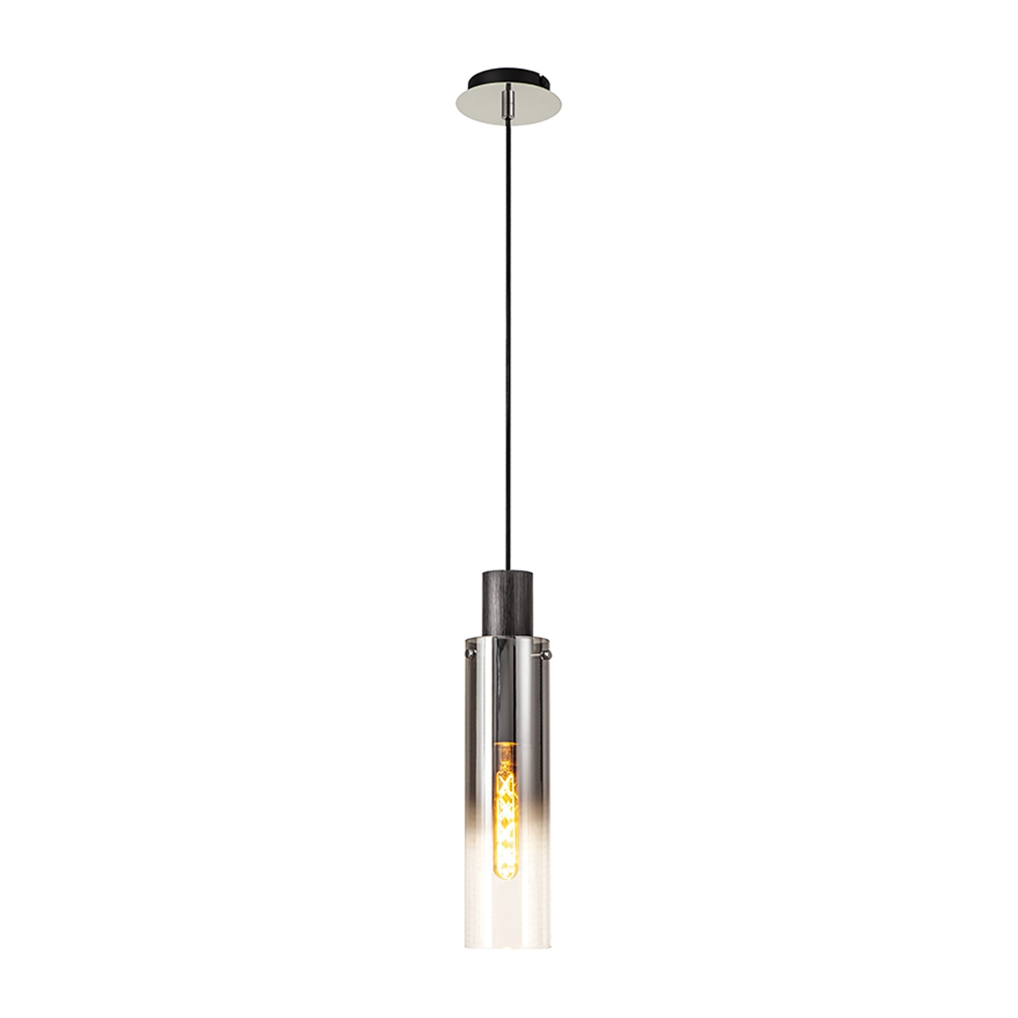 NL84889 Tokyo Slim Single Pendant Adjustable Black/Smoke Fade Glass