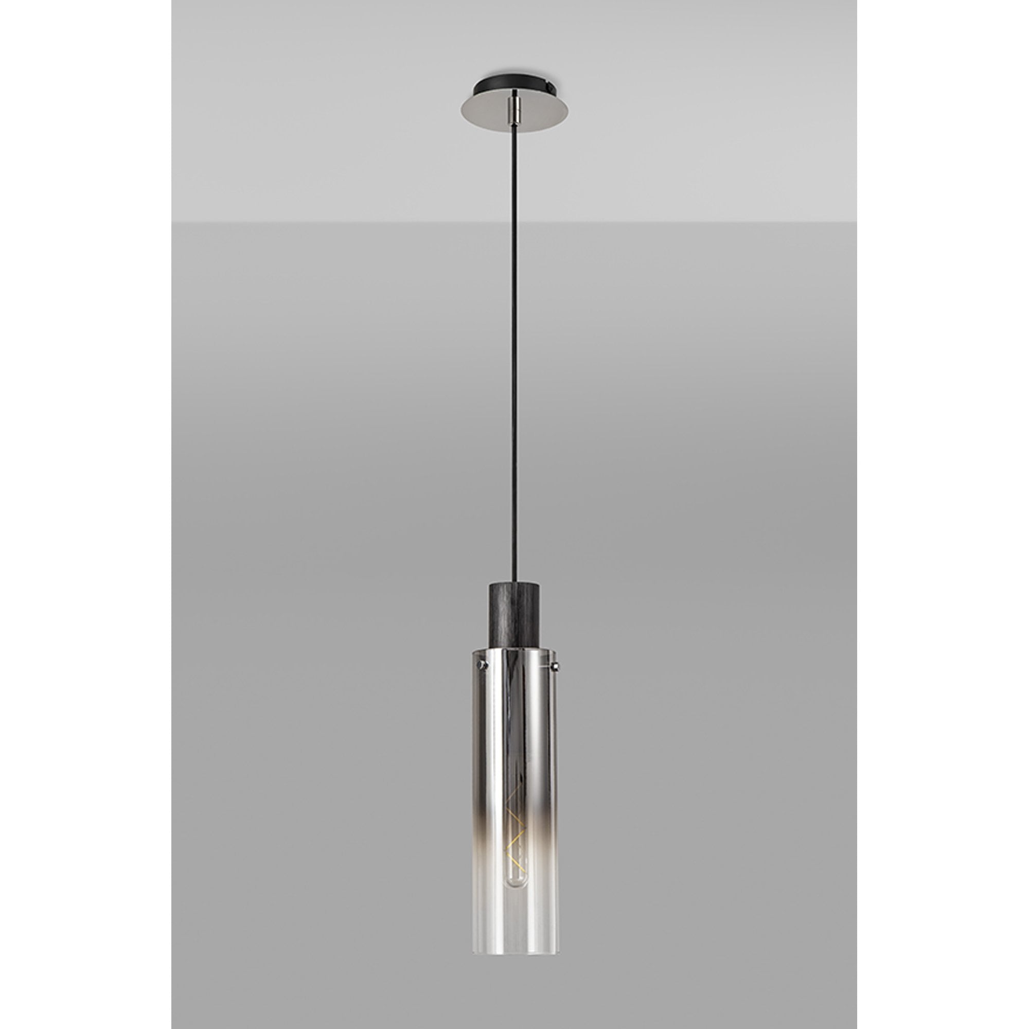 NL84889 Tokyo Slim Single Pendant Adjustable Black/Smoke Fade Glass