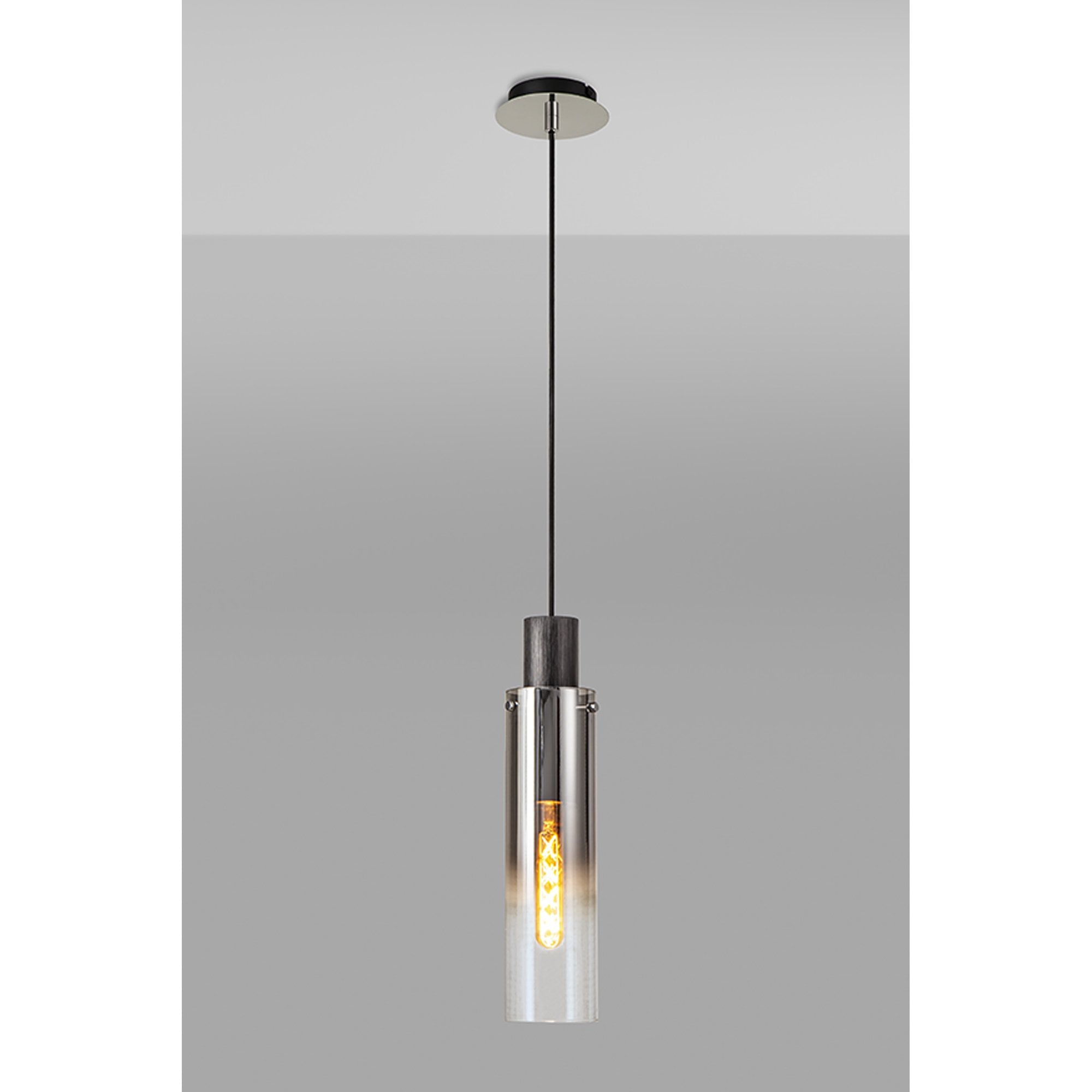 NL84889 Tokyo Slim Single Pendant Adjustable Black/Smoke Fade Glass