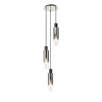 NL84899 Blade Slim Round Pendant 3 Light Adjustable Black/Smoke Fade Glass