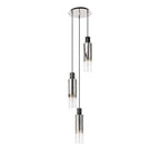 NL84899 Blade Slim Round Pendant 3 Light Adjustable Black/Smoke Fade Glass