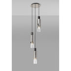 NL84899 Blade Slim Round Pendant 3 Light Adjustable Black/Smoke Fade Glass