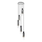 NL84909 Blade Slim Round Pendant 5 Light Adjustable Black/Smoke Fade Glass