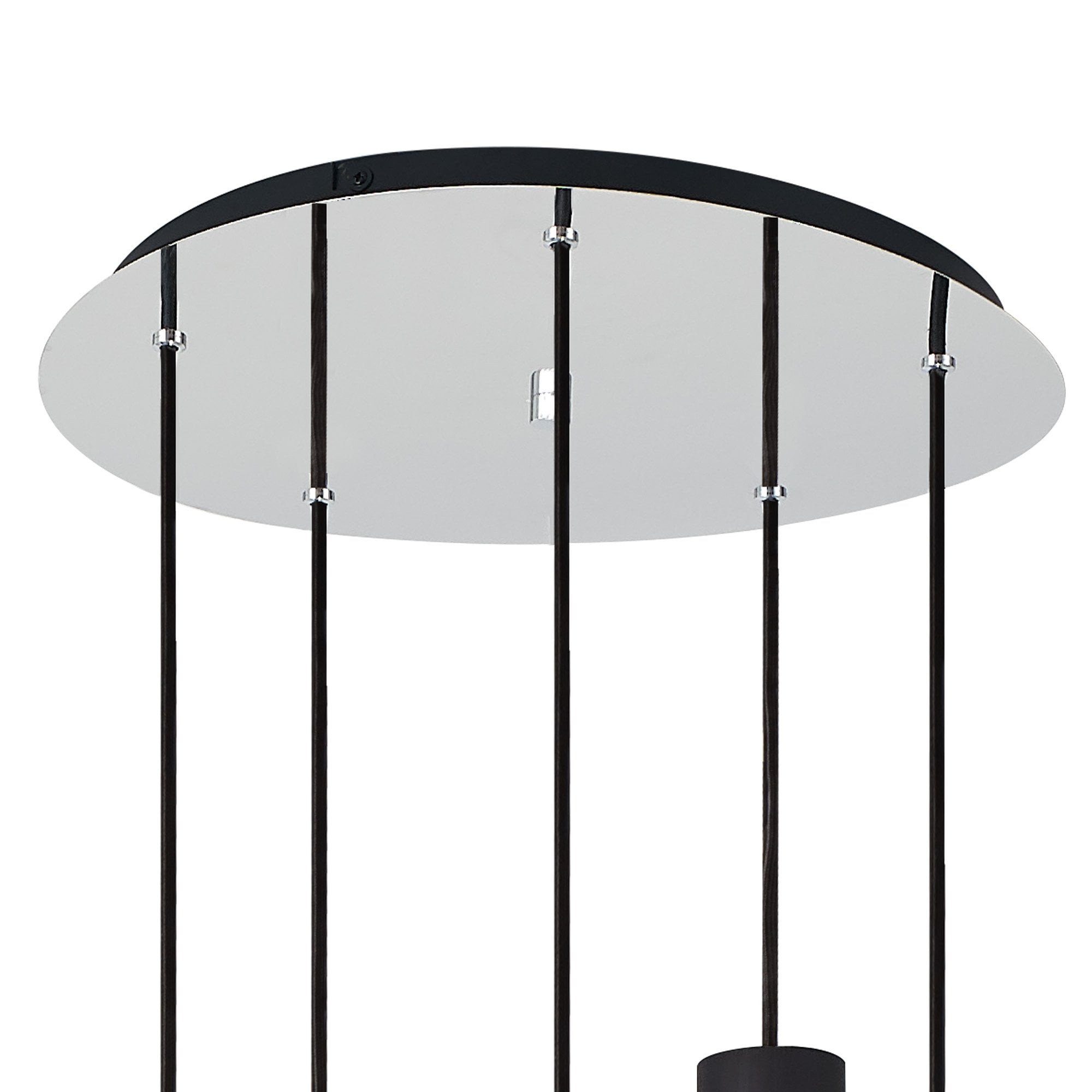 NL84909 Blade Slim Round Pendant 5 Light Adjustable Black/Smoke Fade Glass