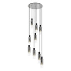 NL84919 Tokyo Slim Round Pendant 9 Light Adjustable Black/Smoke Fade Glass