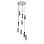 NL84919 Tokyo Slim Round Pendant 9 Light Adjustable Black/Smoke Fade Glass