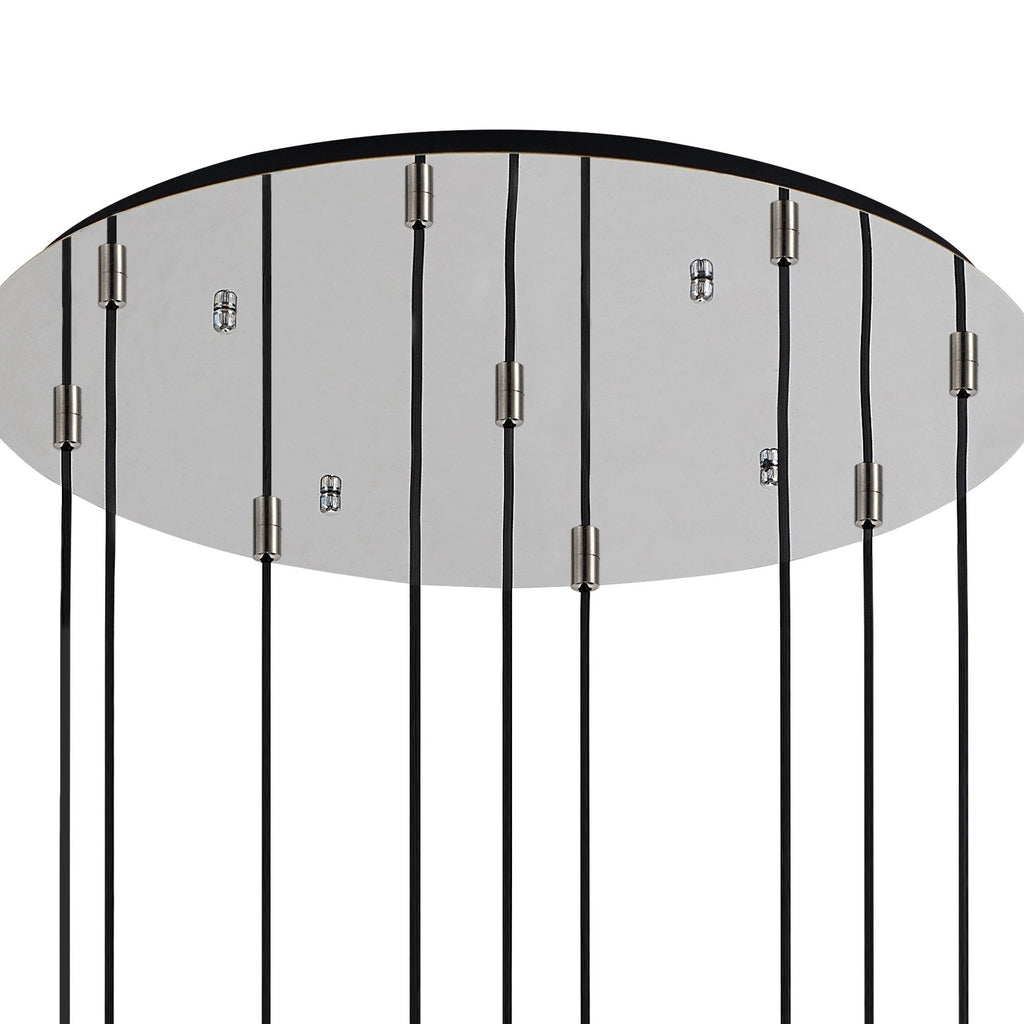 NL84919 Tokyo Slim Round Pendant 9 Light Adjustable Black/Smoke Fade Glass