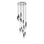 NL84929 Tokyo Slim Round Pendant 15 Light Adjustable Black/Smoke Fade Glass