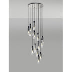 NL84929 Tokyo Slim Round Pendant 15 Light Adjustable Black/Smoke Fade Glass