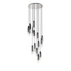 NL84929 Tokyo Slim Round Pendant 15 Light Adjustable Black/Smoke Fade Glass