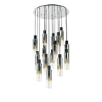 NL84929 Tokyo Slim Round Pendant 15 Light Adjustable Black/Smoke Fade Glass