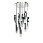NL84929 Tokyo Slim Round Pendant 15 Light Adjustable Black/Smoke Fade Glass