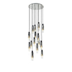 NL84929 Tokyo Slim Round Pendant 15 Light Adjustable Black/Smoke Fade Glass