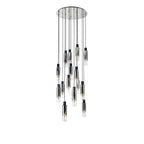 NL84929 Tokyo Slim Round Pendant 15 Light Adjustable Black/Smoke Fade Glass