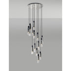 NL84929 Tokyo Slim Round Pendant 15 Light Adjustable Black/Smoke Fade Glass