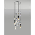 NL84929 Tokyo Slim Round Pendant 15 Light Adjustable Black/Smoke Fade Glass