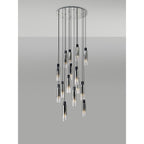 NL84929 Tokyo Slim Round Pendant 15 Light Adjustable Black/Smoke Fade Glass