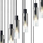 NL84939 Tokyo Slim Round Pendant 21 Light Adjustable Black/Smoke Fade Glass