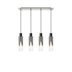 NL84949 Tokyo Slim Linear Pendant 4 Light Adjustable Black/Smoke Fade Glass