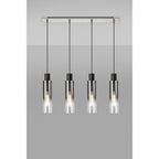 NL84949 Tokyo Slim Linear Pendant 4 Light Adjustable Black/Smoke Fade Glass