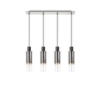NL84949 Tokyo Slim Linear Pendant 4 Light Adjustable Black/Smoke Fade Glass