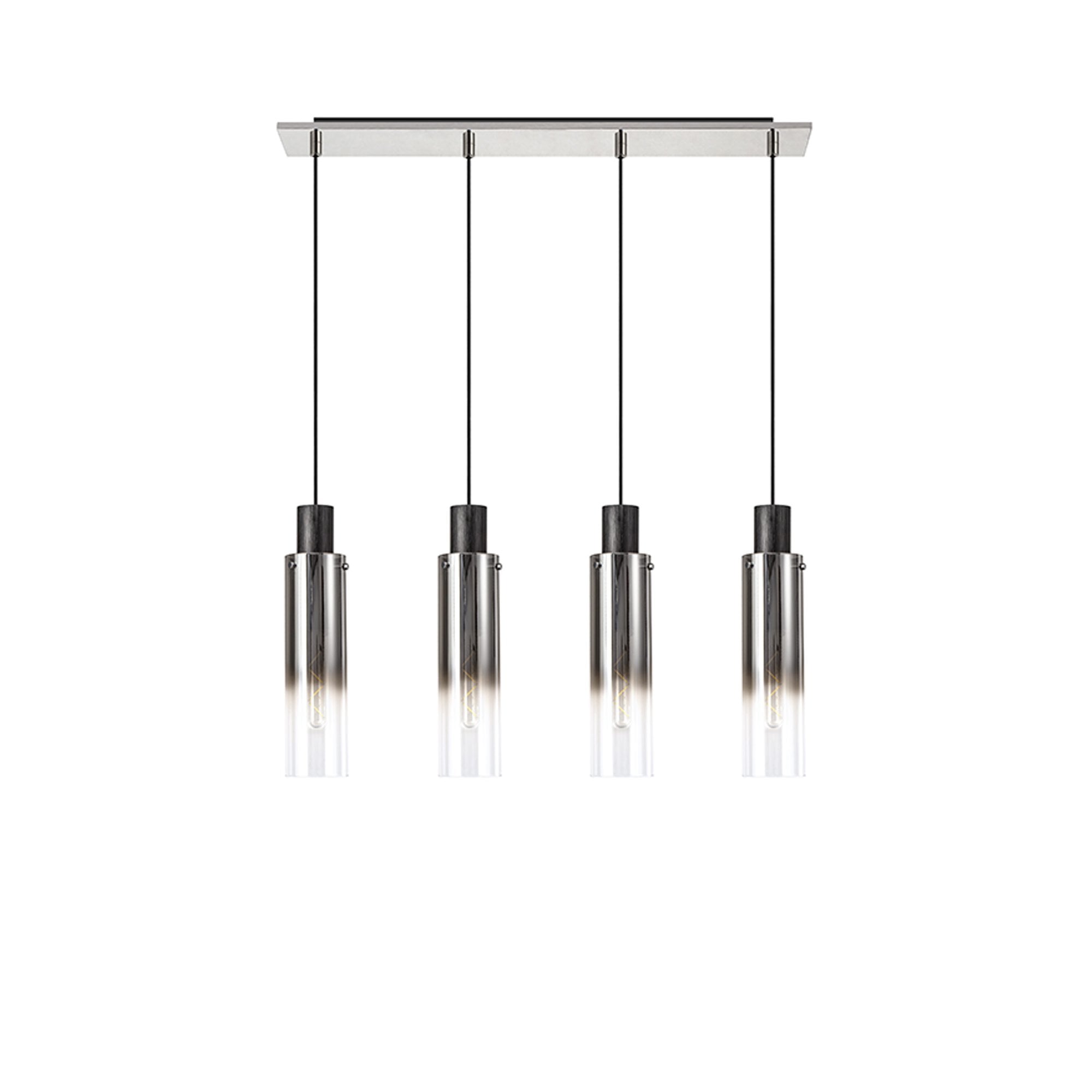 NL84949 Tokyo Slim Linear Pendant 4 Light Adjustable Black/Smoke Fade Glass