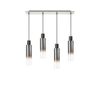 NL84949 Tokyo Slim Linear Pendant 4 Light Adjustable Black/Smoke Fade Glass