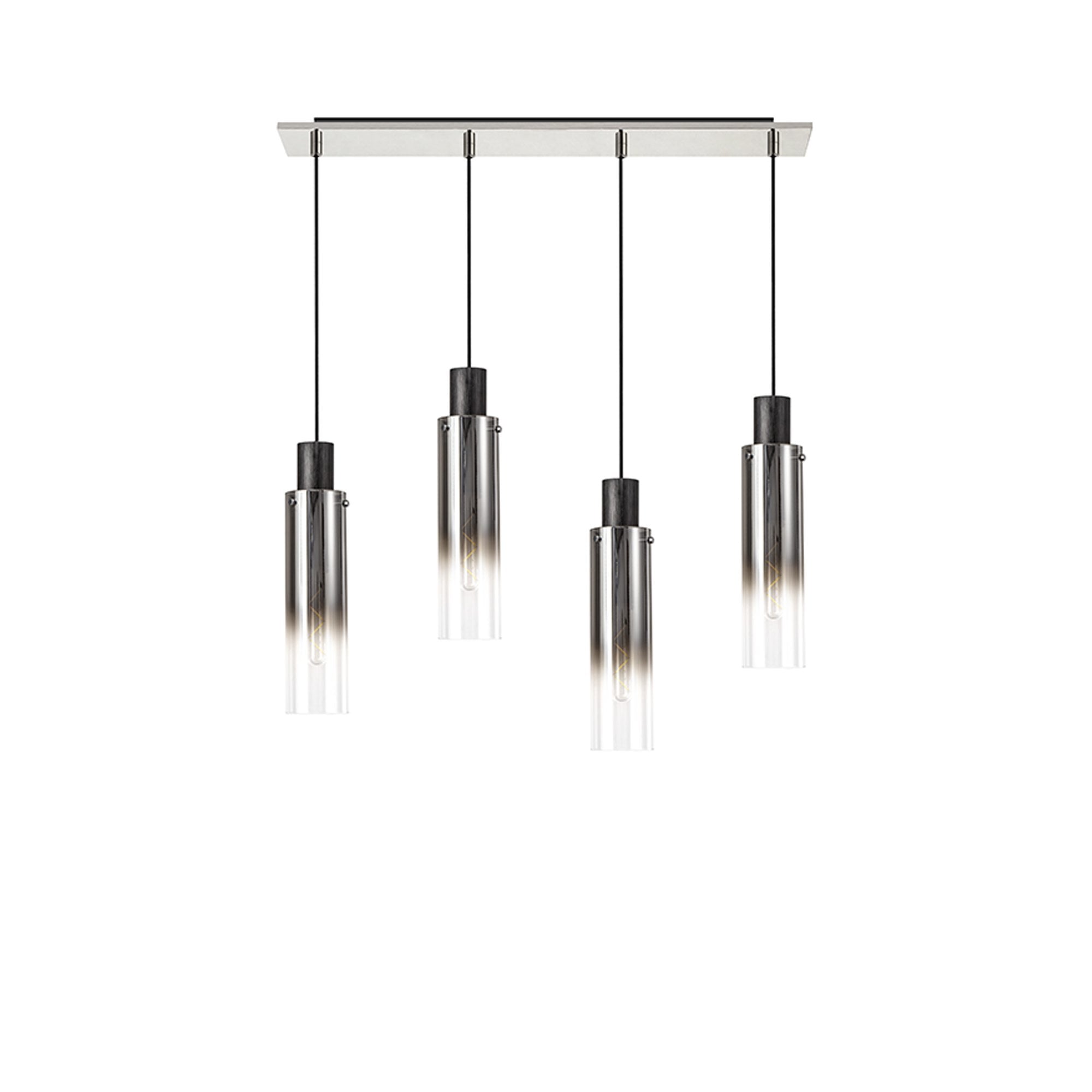 NL84949 Tokyo Slim Linear Pendant 4 Light Adjustable Black/Smoke Fade Glass