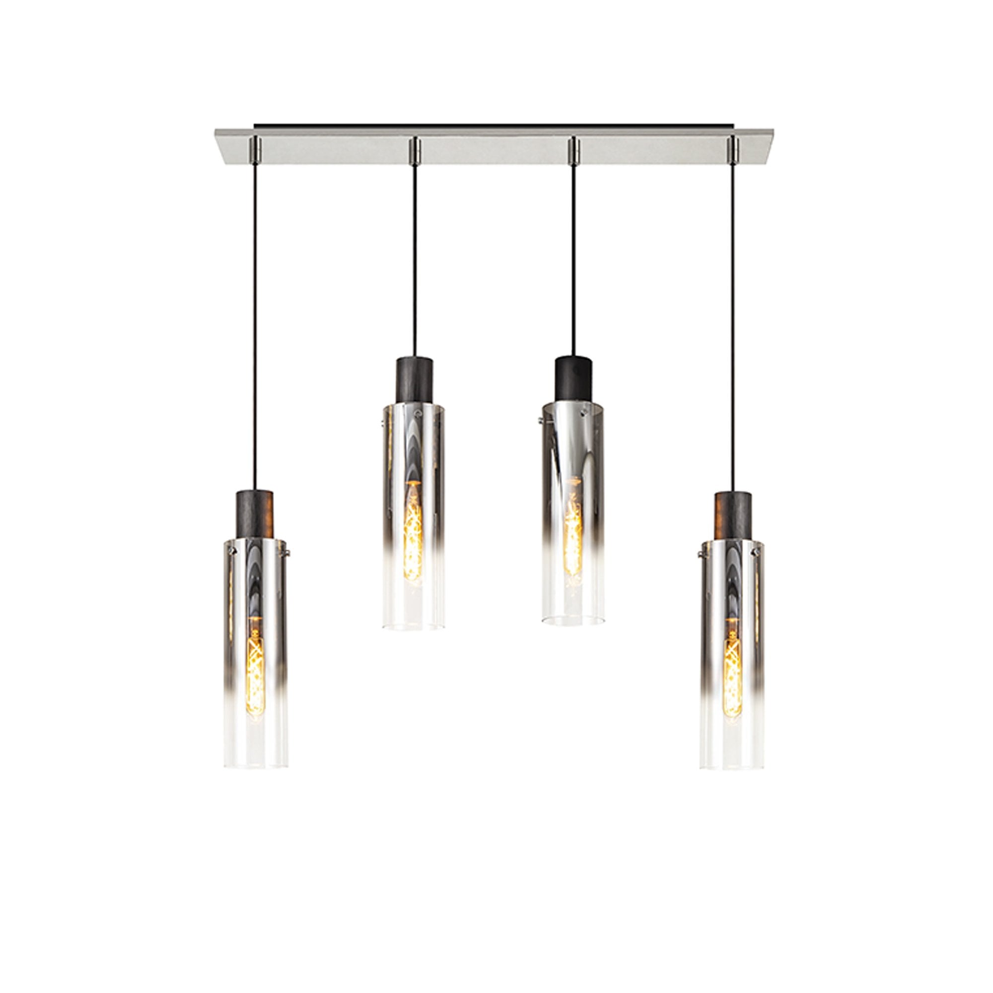 NL84949 Tokyo Slim Linear Pendant 4 Light Adjustable Black/Smoke Fade Glass