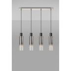 NL84949 Tokyo Slim Linear Pendant 4 Light Adjustable Black/Smoke Fade Glass