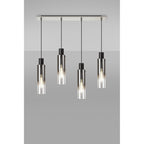 NL84949 Tokyo Slim Linear Pendant 4 Light Adjustable Black/Smoke Fade Glass