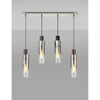 NL84949 Tokyo Slim Linear Pendant 4 Light Adjustable Black/Smoke Fade Glass