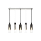 NL84959 Tokyo Slim Linear Pendant 5 Light Adjustable Black/Smoke Fade Glass