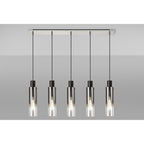 NL84959 Tokyo Slim Linear Pendant 5 Light Adjustable Black/Smoke Fade Glass